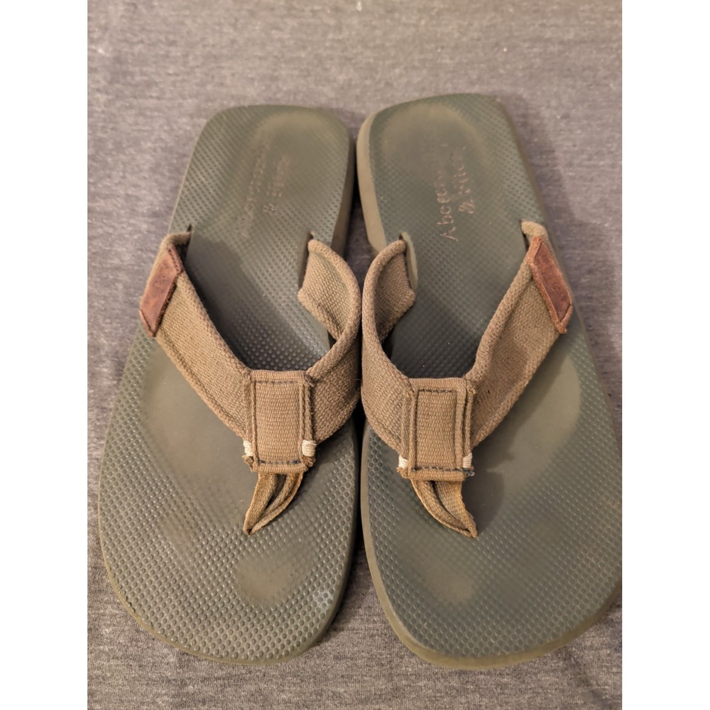 Vintage Abercrombie & Fitch Flip-Flops Mens XL (12-13) Army Green